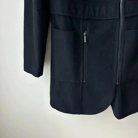 French connection navy blue long wool blend moto jacket coat - Picture 4 of 10